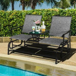 2 Seater Garden Rocking Lounge with Centre Table-Grey