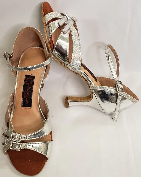2.5" Paz -- Flare Heel Latin Sandal -- Silver
