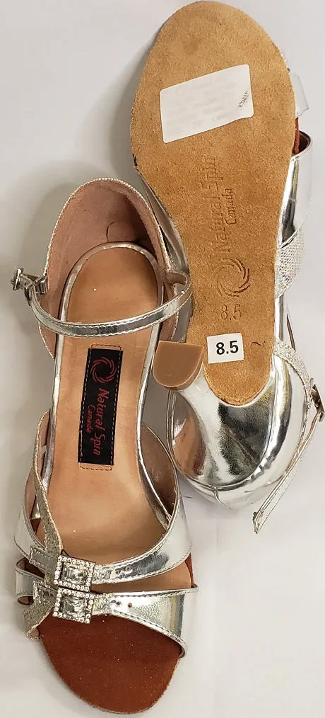 2.5" Paz -- Flare Heel Latin Sandal -- Silver