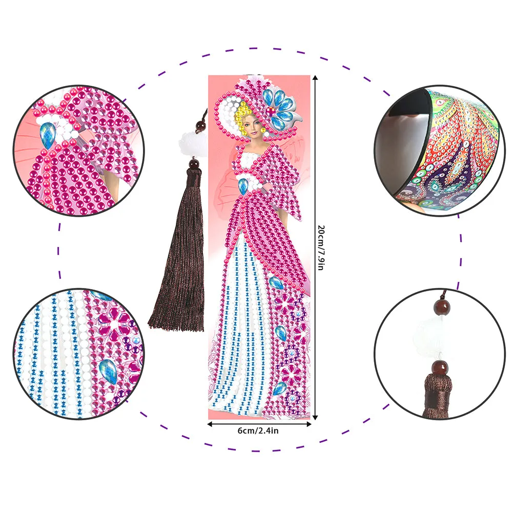 2pcs DIY Diamond Painting Leather Bookmark Lady Mosaic Craft Handmade Art