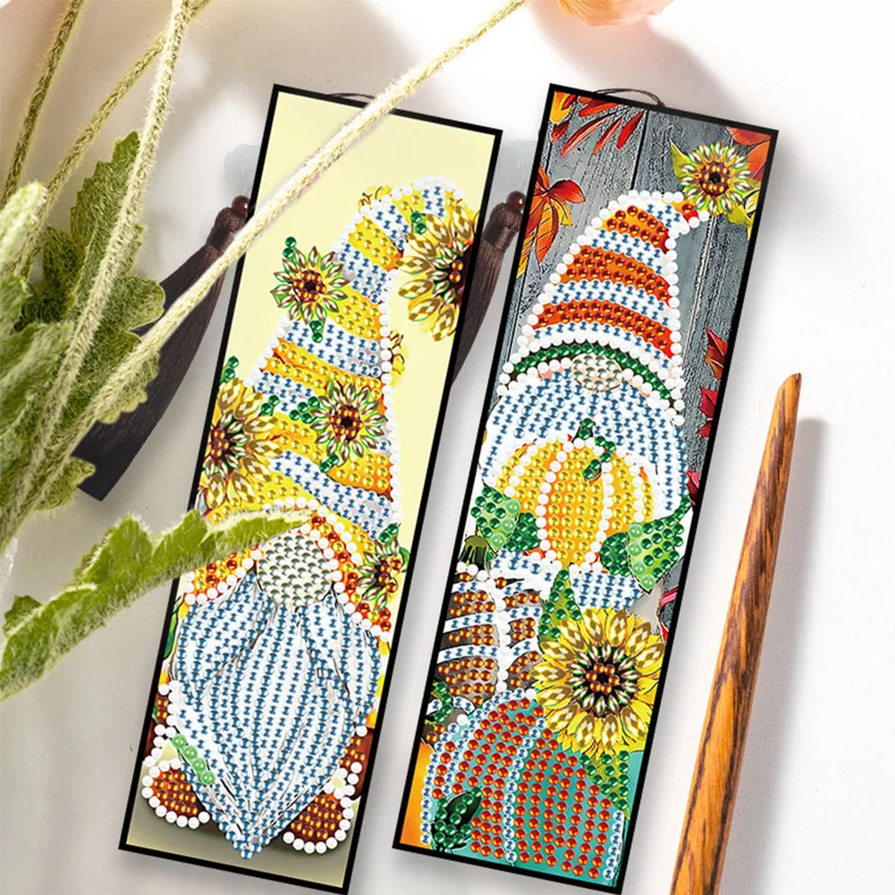 2pcs DIY Diamond Painting Leather Bookmark Special Shape Drill Tassel Craft