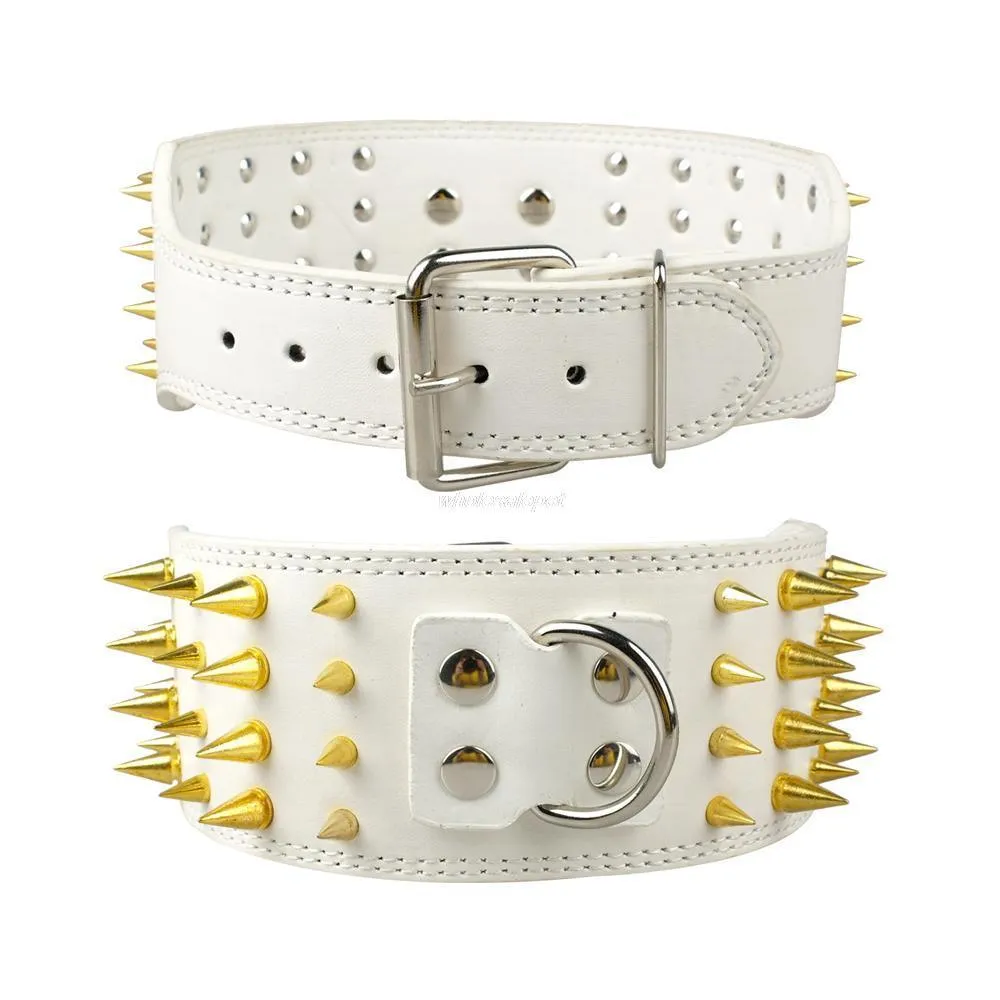 3 inch Leather Spike Studded Dog Collar