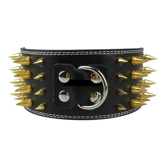 3 inch Leather Spike Studded Dog Collar