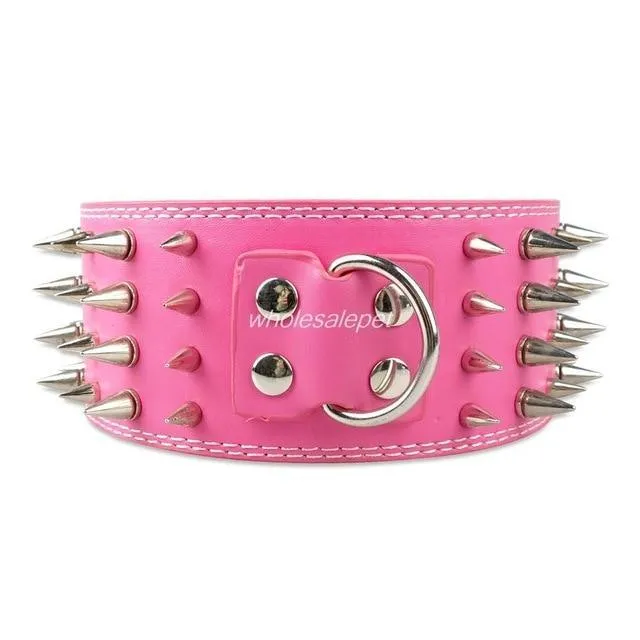 3 inch Leather Spike Studded Dog Collar