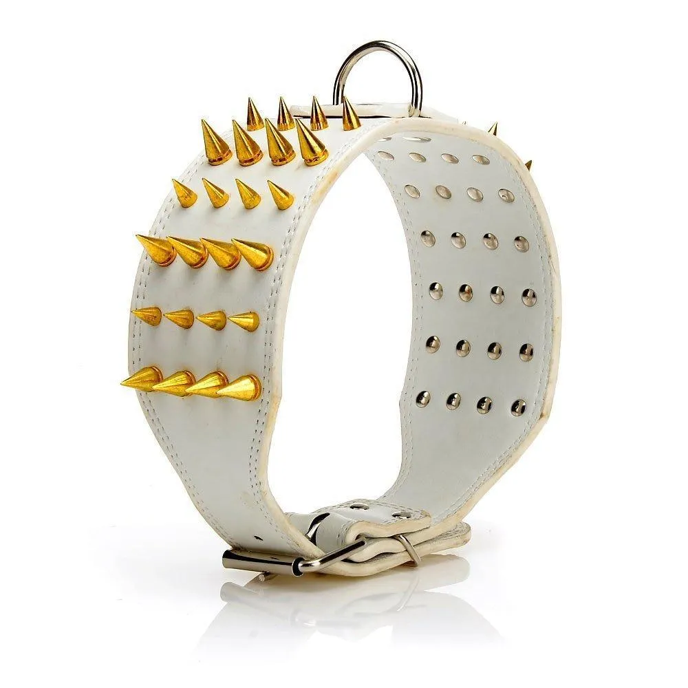 3 inch Leather Spike Studded Dog Collar
