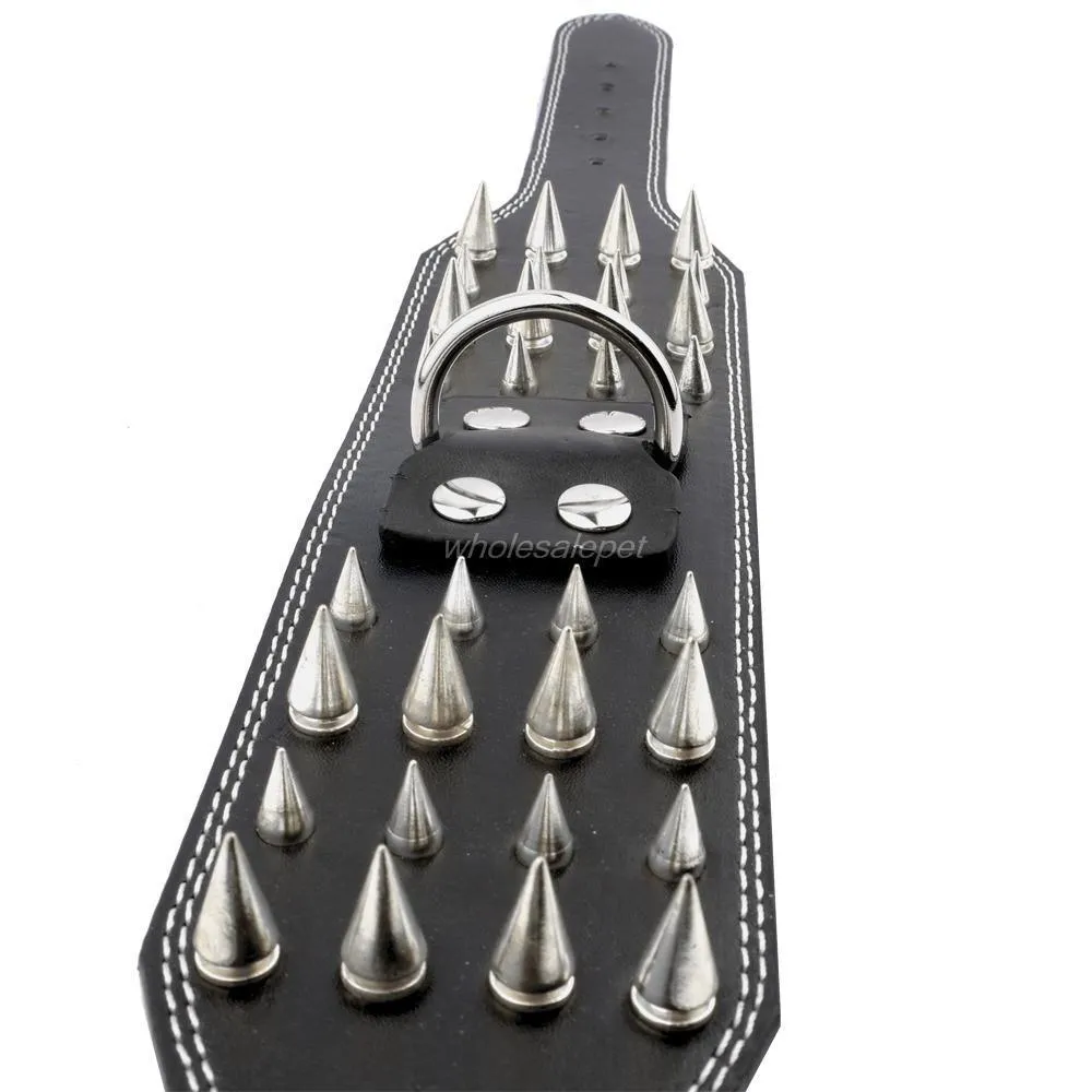 3 inch Leather Spike Studded Dog Collar