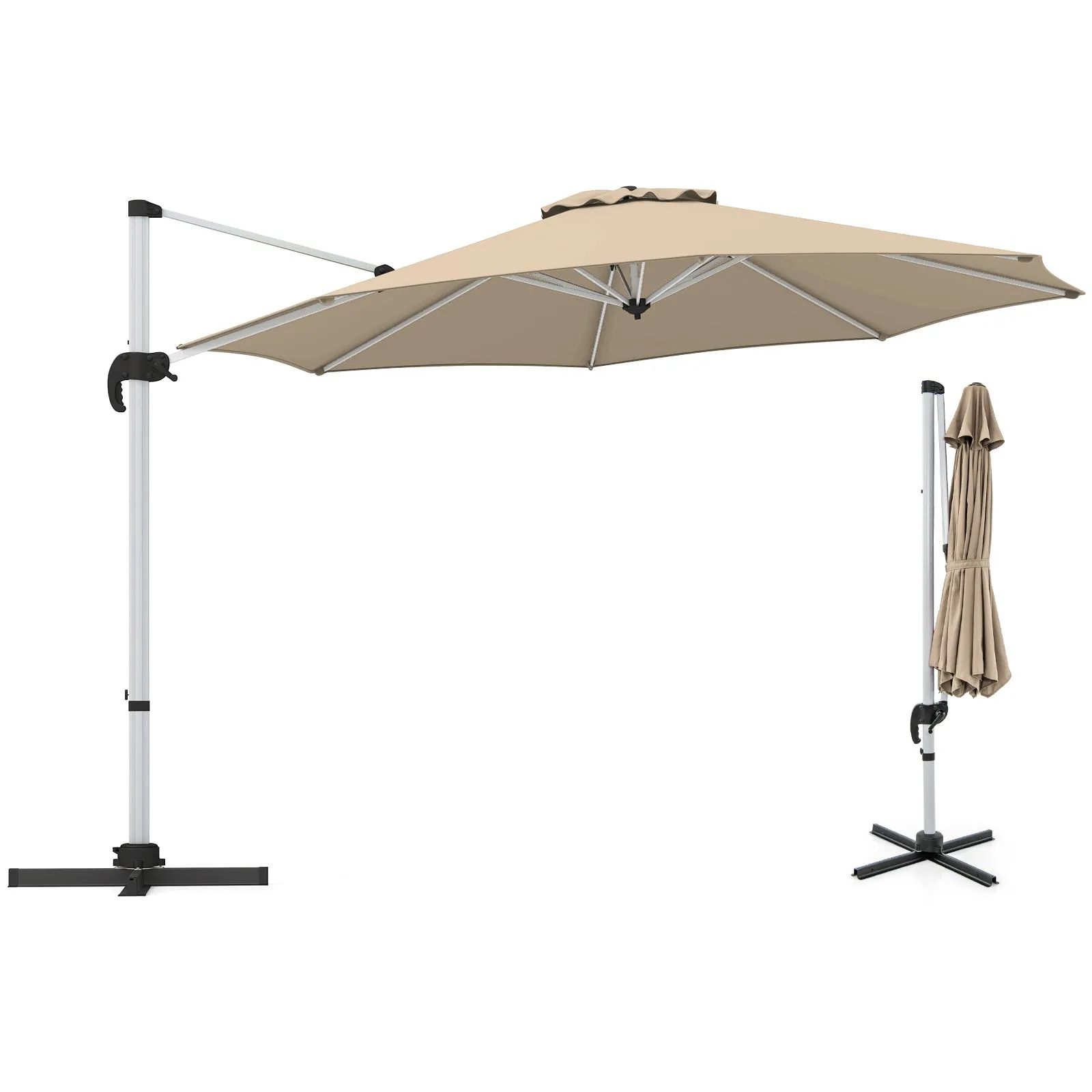 325 cm Outdoor Patio Umbrella with 360° Rotation-Beige
