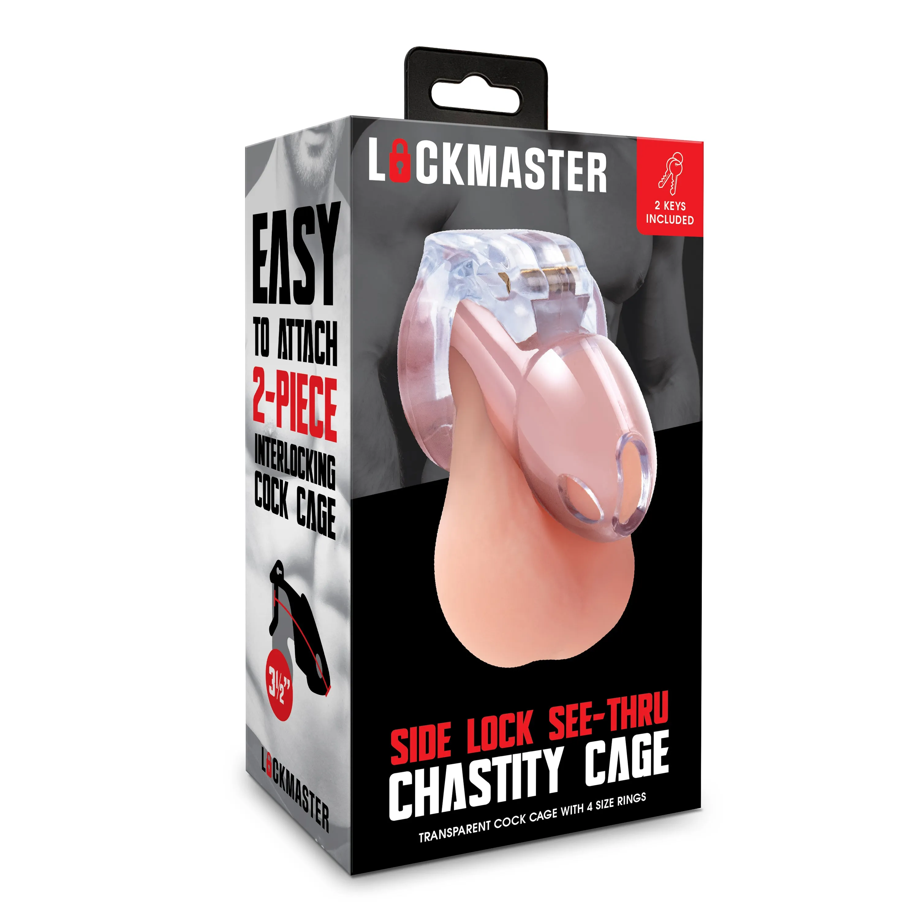 3.5" Side Lock See Thru Chastity Cage