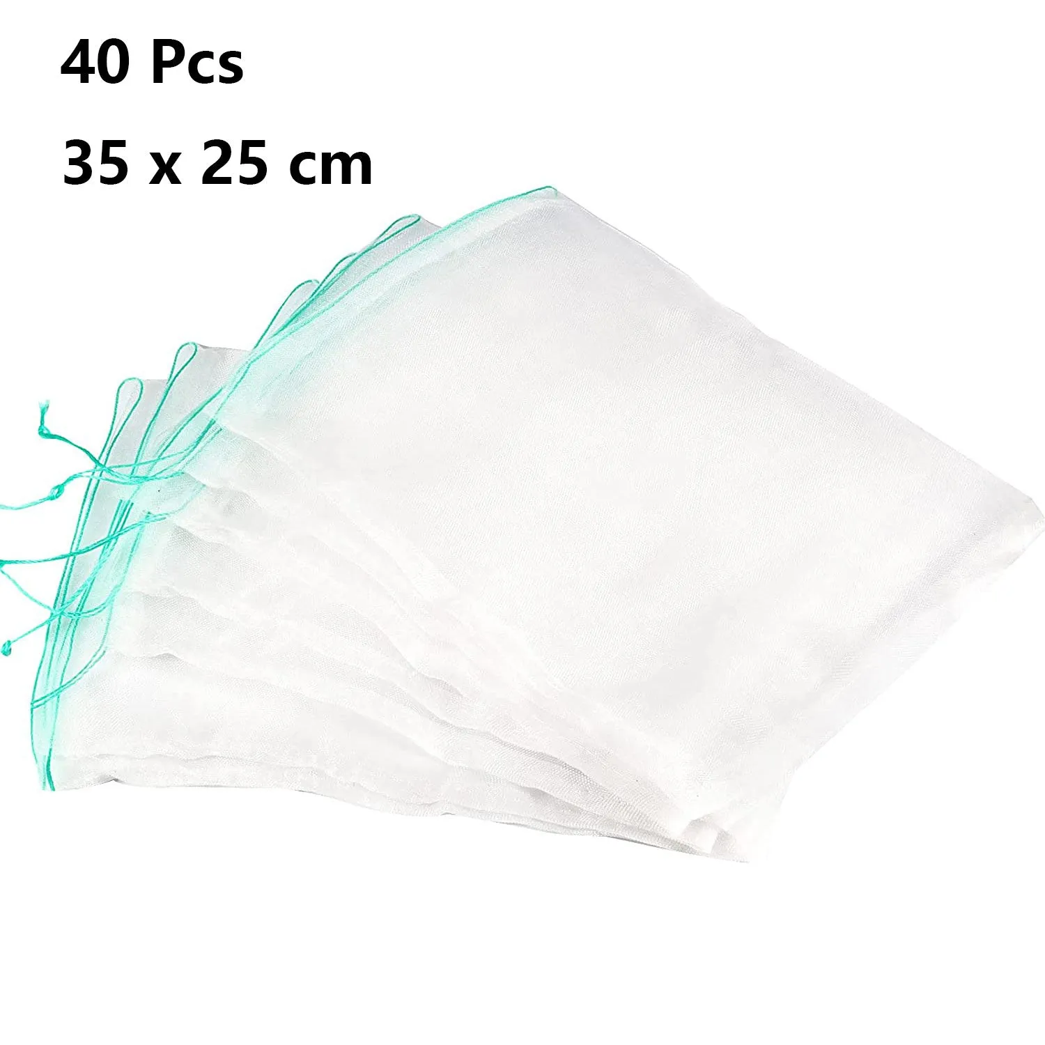 40Pcs Fruit Protection Nylon Mesh Net Bags with Drawstring-L