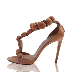 ALAÏA CHAMOIS BOMBE STUDDED SUEDE SANDALS