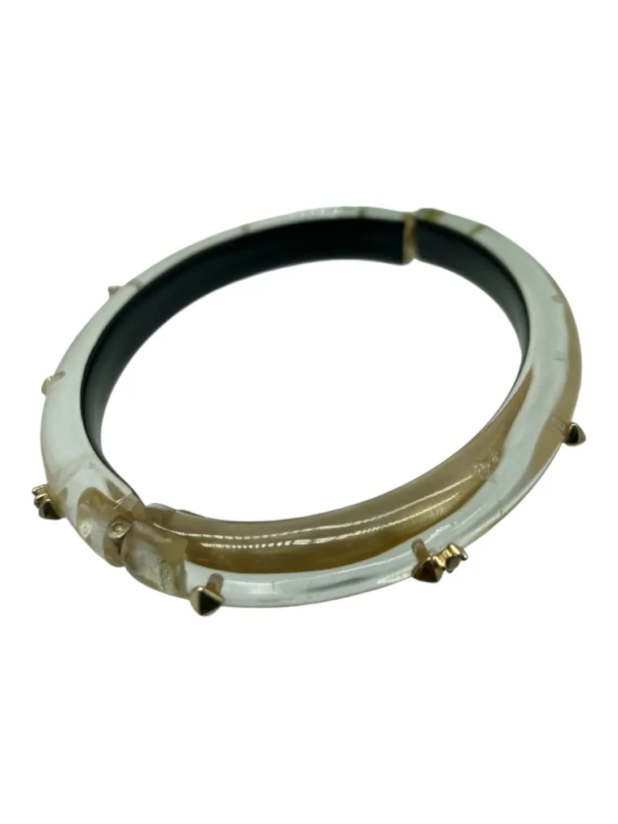 Alexis Bittar Gold Lucite Hinge Bangles Studded Bracelet