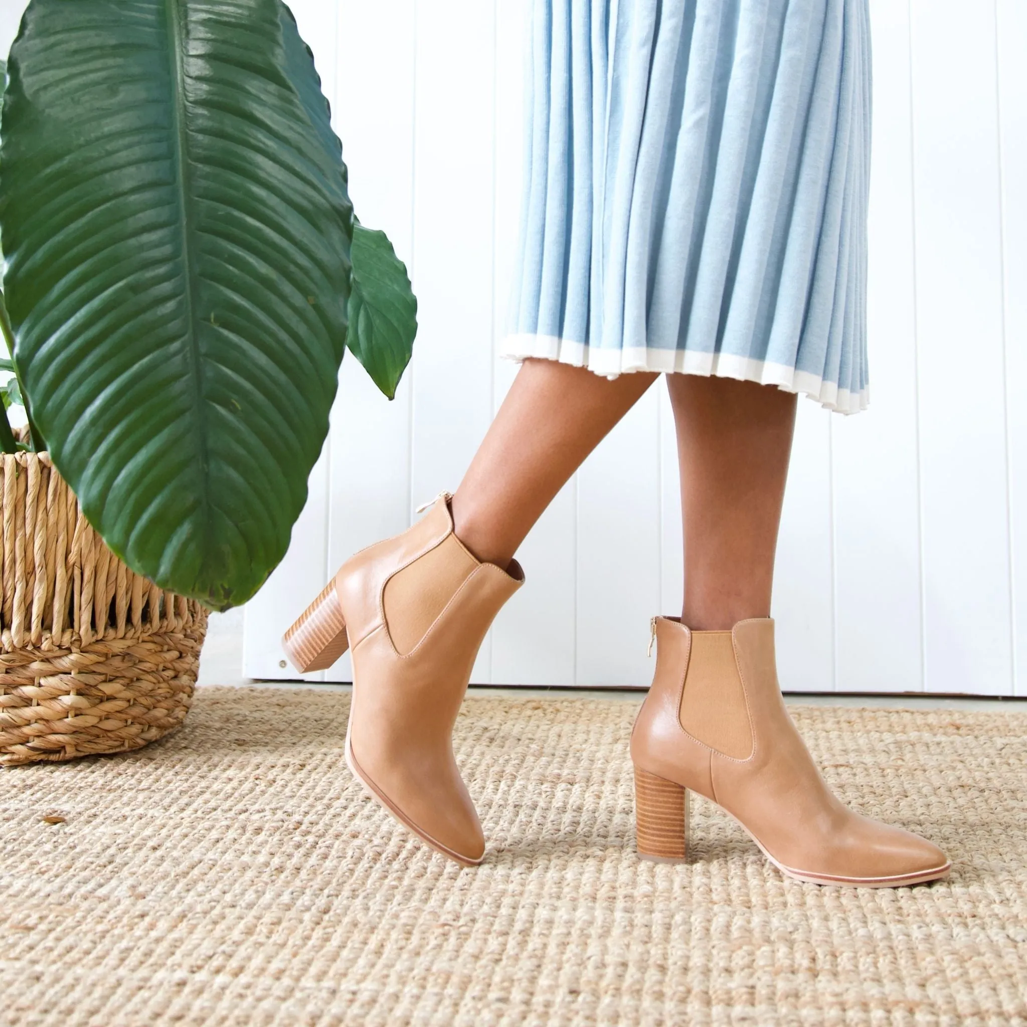 Ayer Tan Leather Ankle Boots