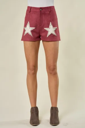 Big Star Contrast Stud Star Suede Short