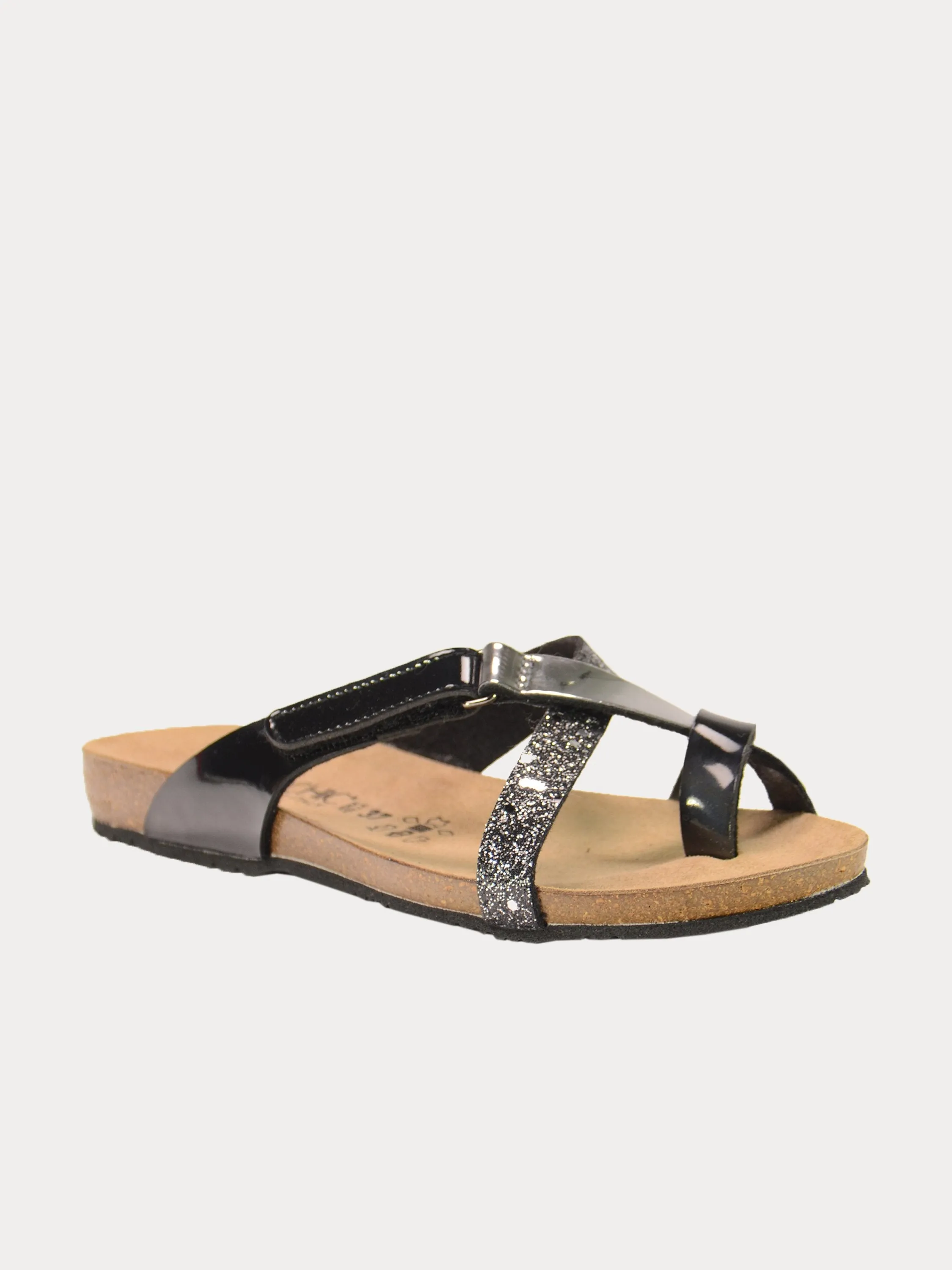 Biochic Women Casual Slip-On Black Flat Sandals