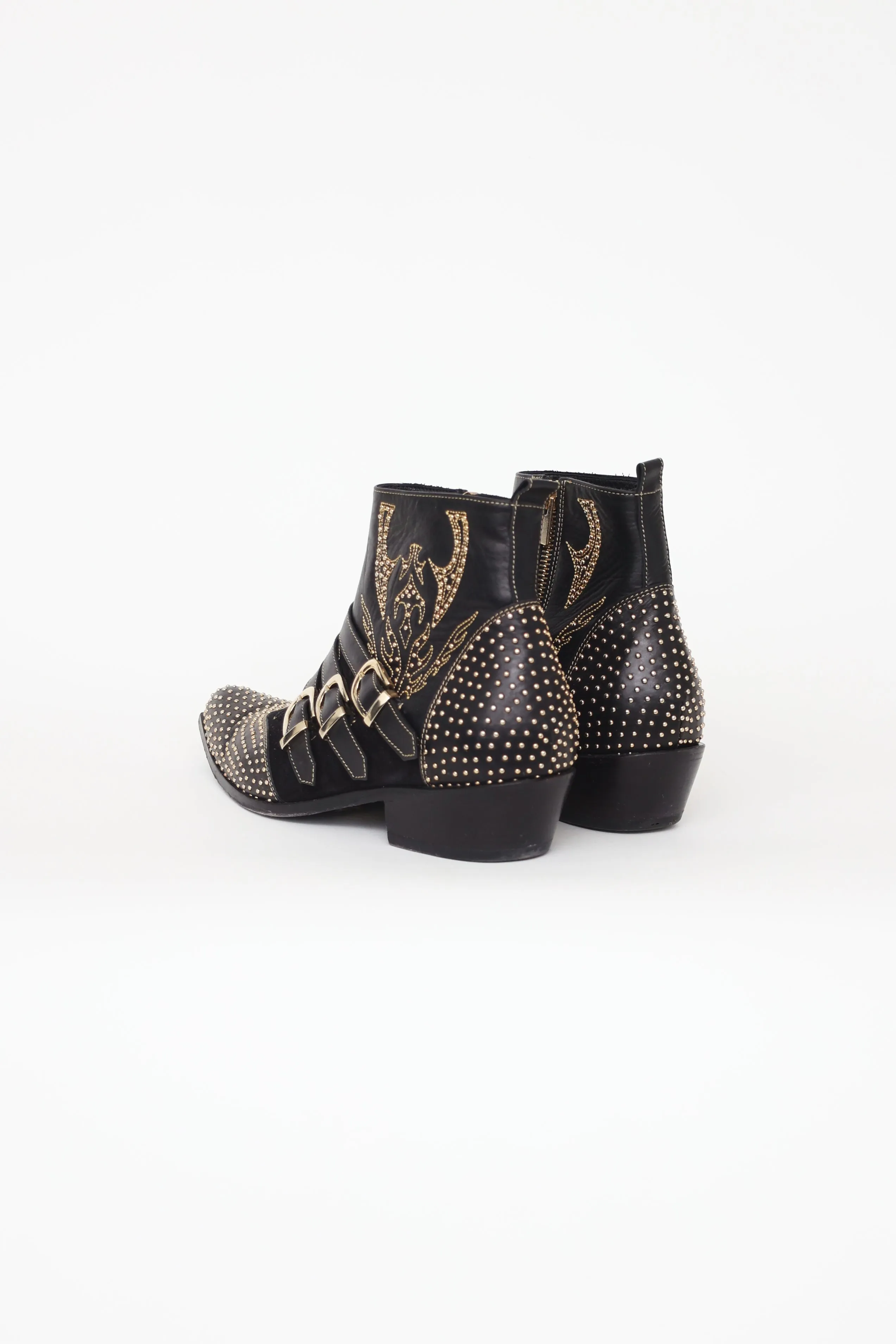 Black & Gold Studded Boots