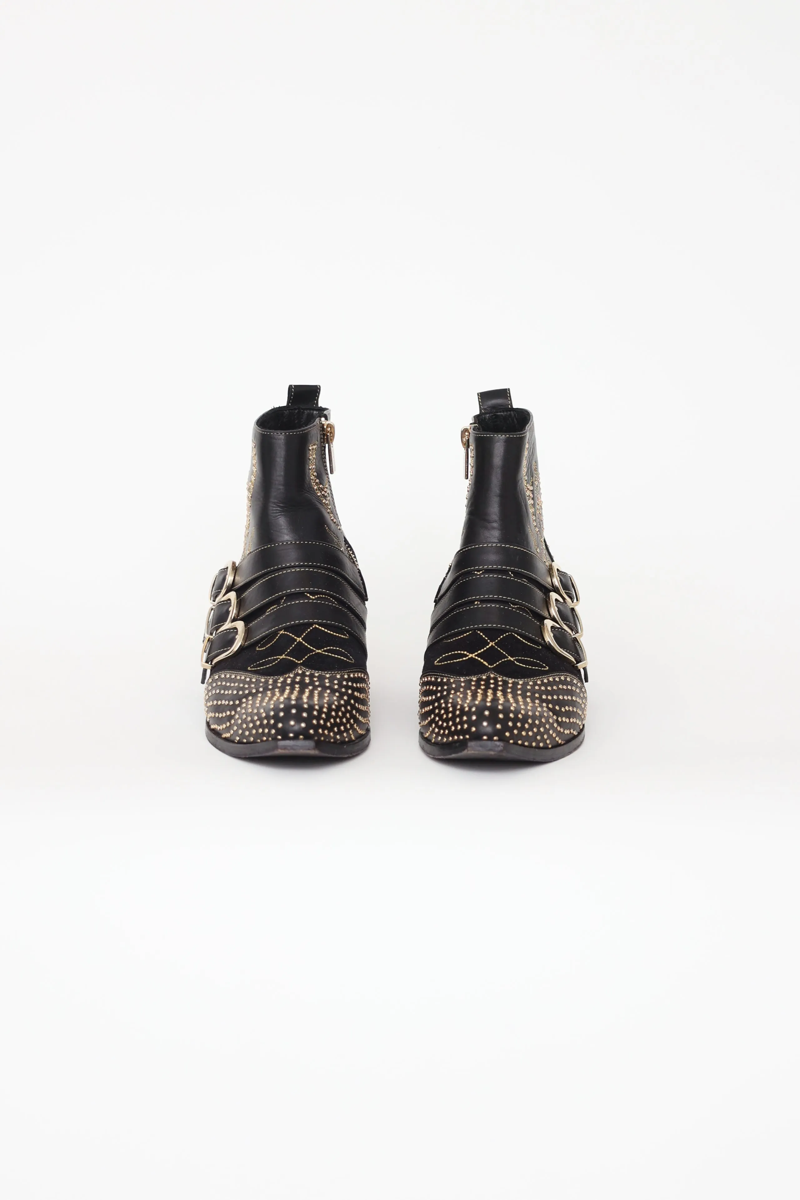Black & Gold Studded Boots