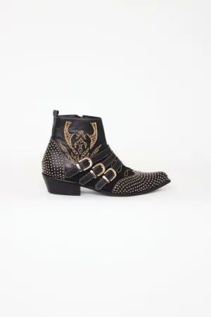 Black & Gold Studded Boots