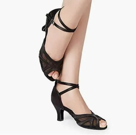 Black Ballroom Dancing Shoes Latin Salsa Shoes for Women
