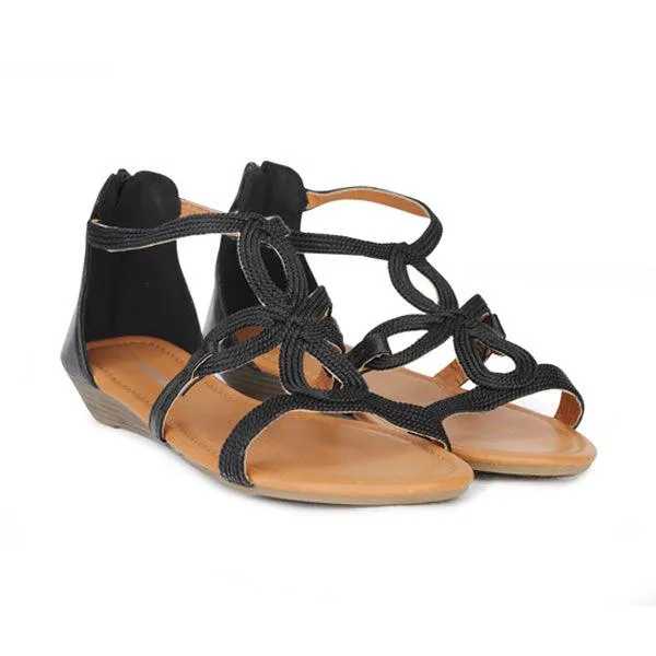 BLACK THONG FLAT SANDALS