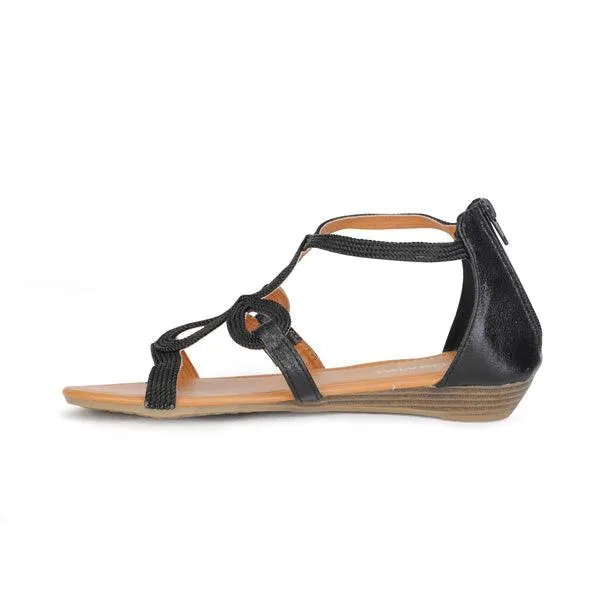 BLACK THONG FLAT SANDALS