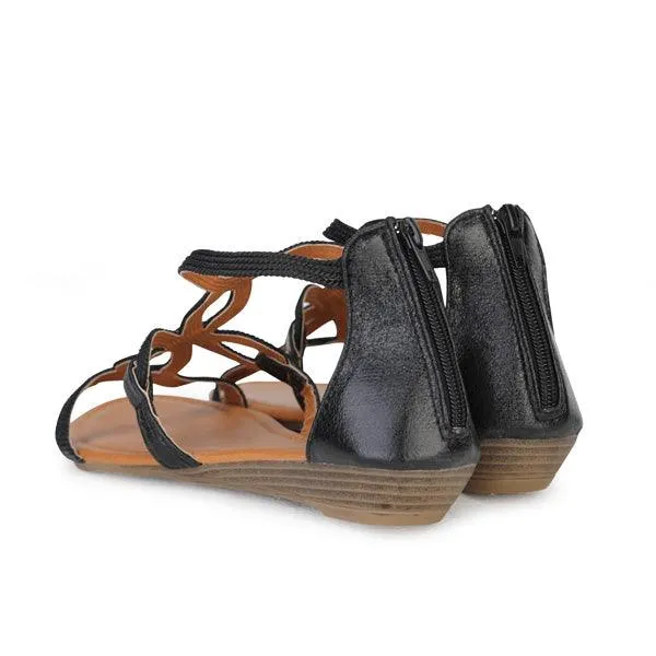 BLACK THONG FLAT SANDALS