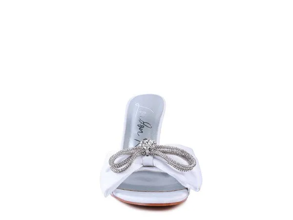 Blue Zone Planet |  BRAG IN Crystal Bow Satin High Heeled Sandals