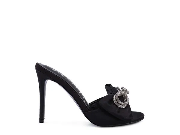 Blue Zone Planet |  BRAG IN Crystal Bow Satin High Heeled Sandals