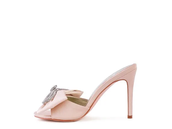 Blue Zone Planet |  BRAG IN Crystal Bow Satin High Heeled Sandals