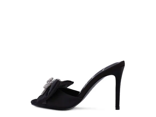 Blue Zone Planet |  BRAG IN Crystal Bow Satin High Heeled Sandals