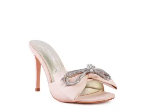 Blue Zone Planet |  BRAG IN Crystal Bow Satin High Heeled Sandals