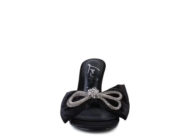 Blue Zone Planet |  BRAG IN Crystal Bow Satin High Heeled Sandals