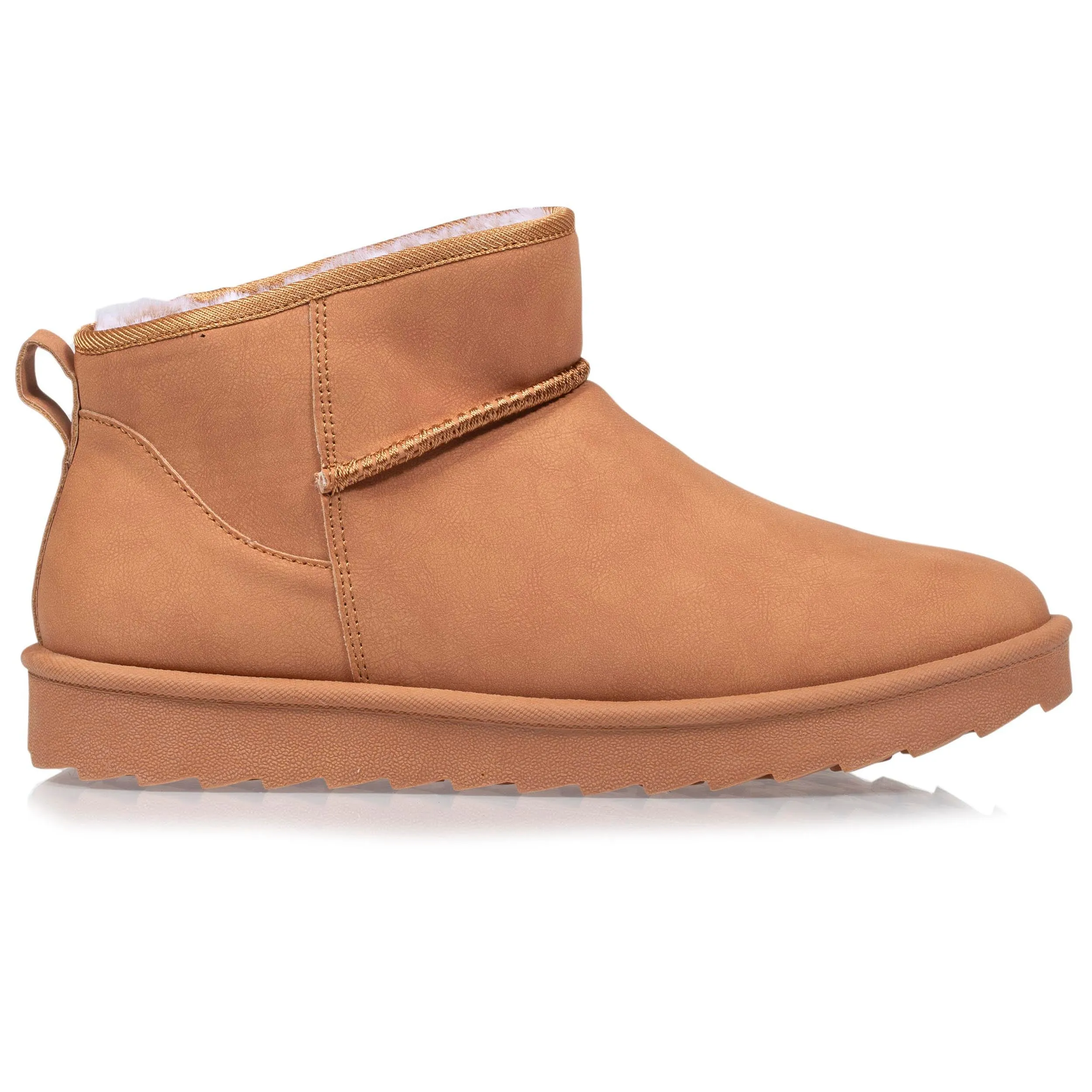 Bottines basses Femme imitation fourrure Camel