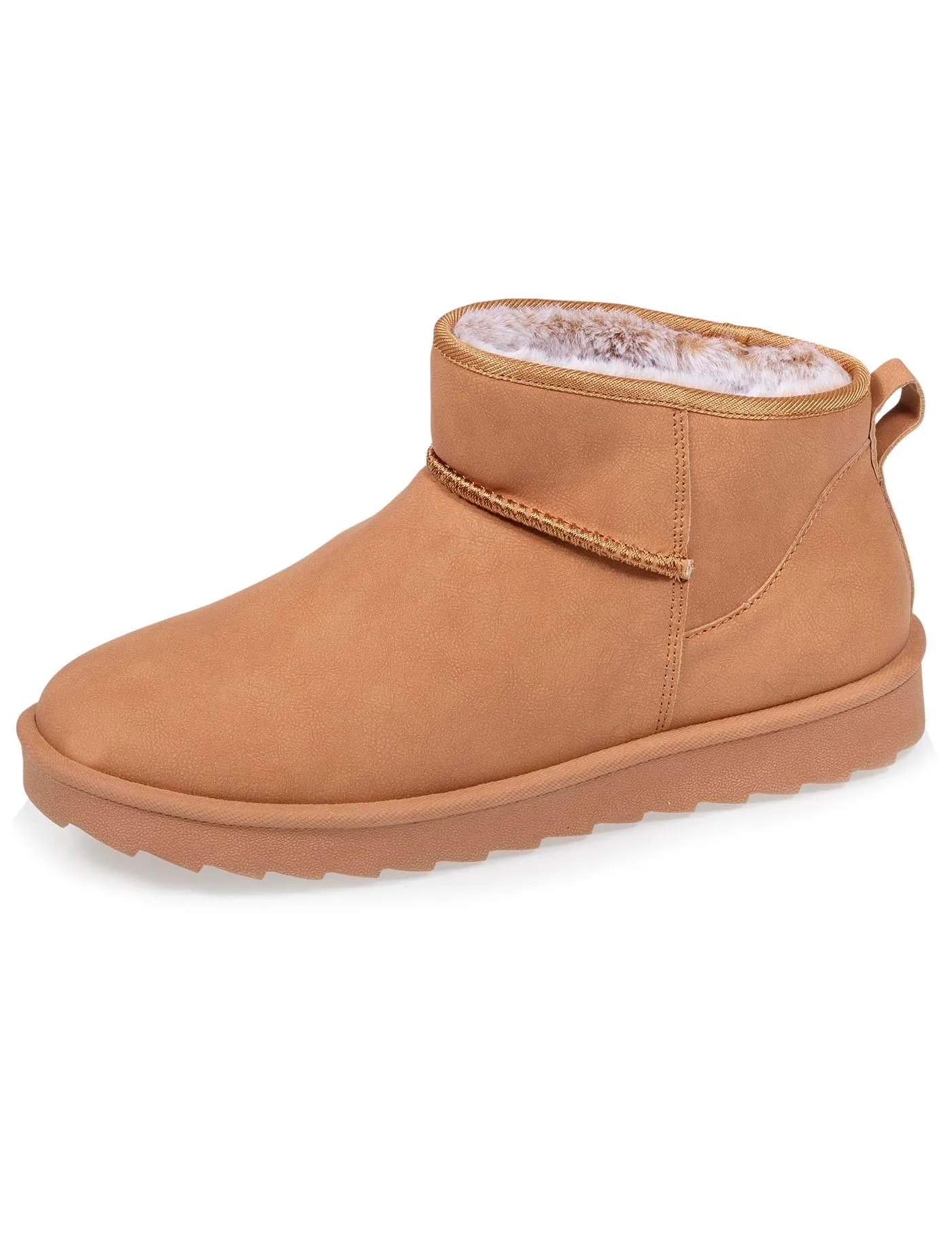 Bottines basses Femme imitation fourrure Camel