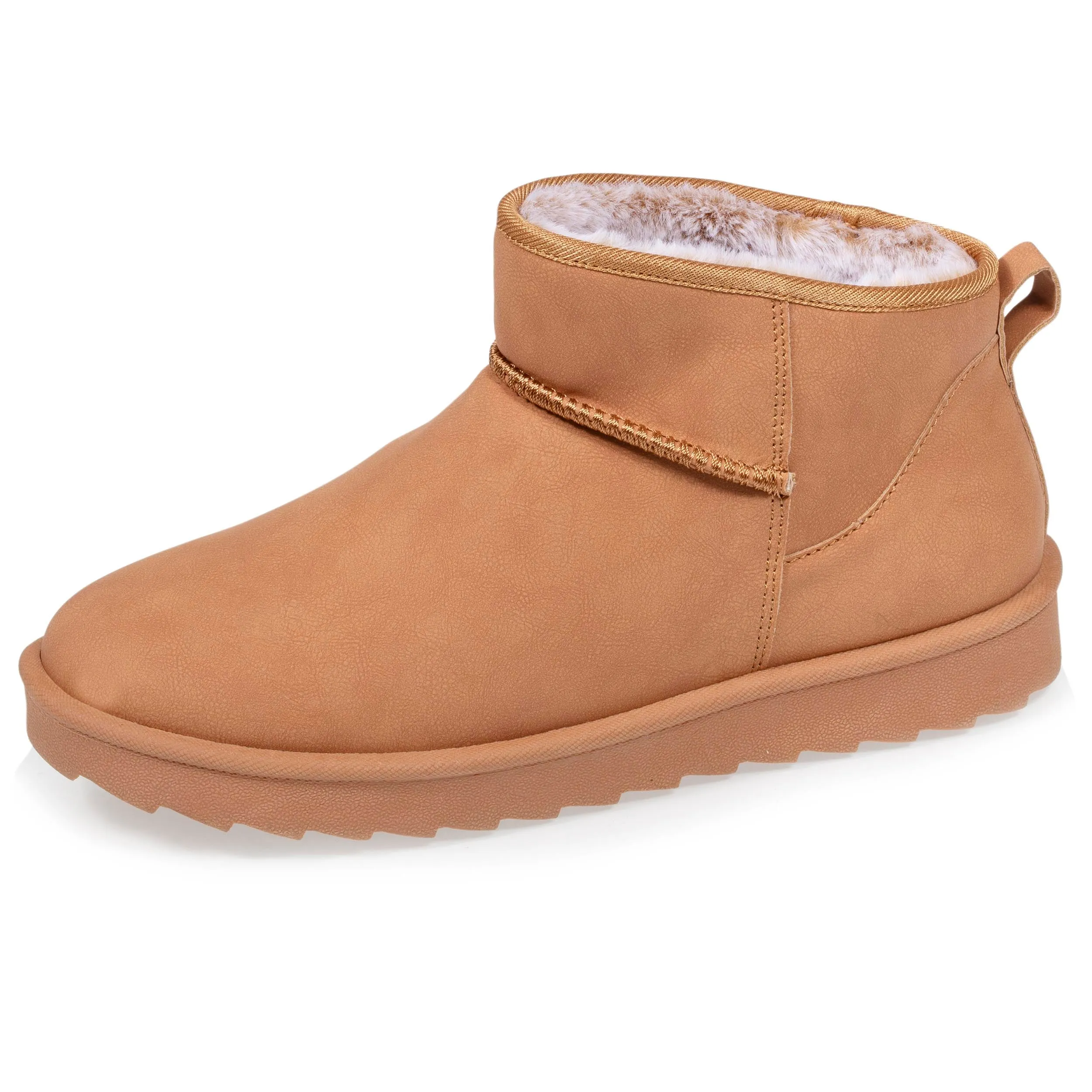 Bottines basses Femme imitation fourrure Camel