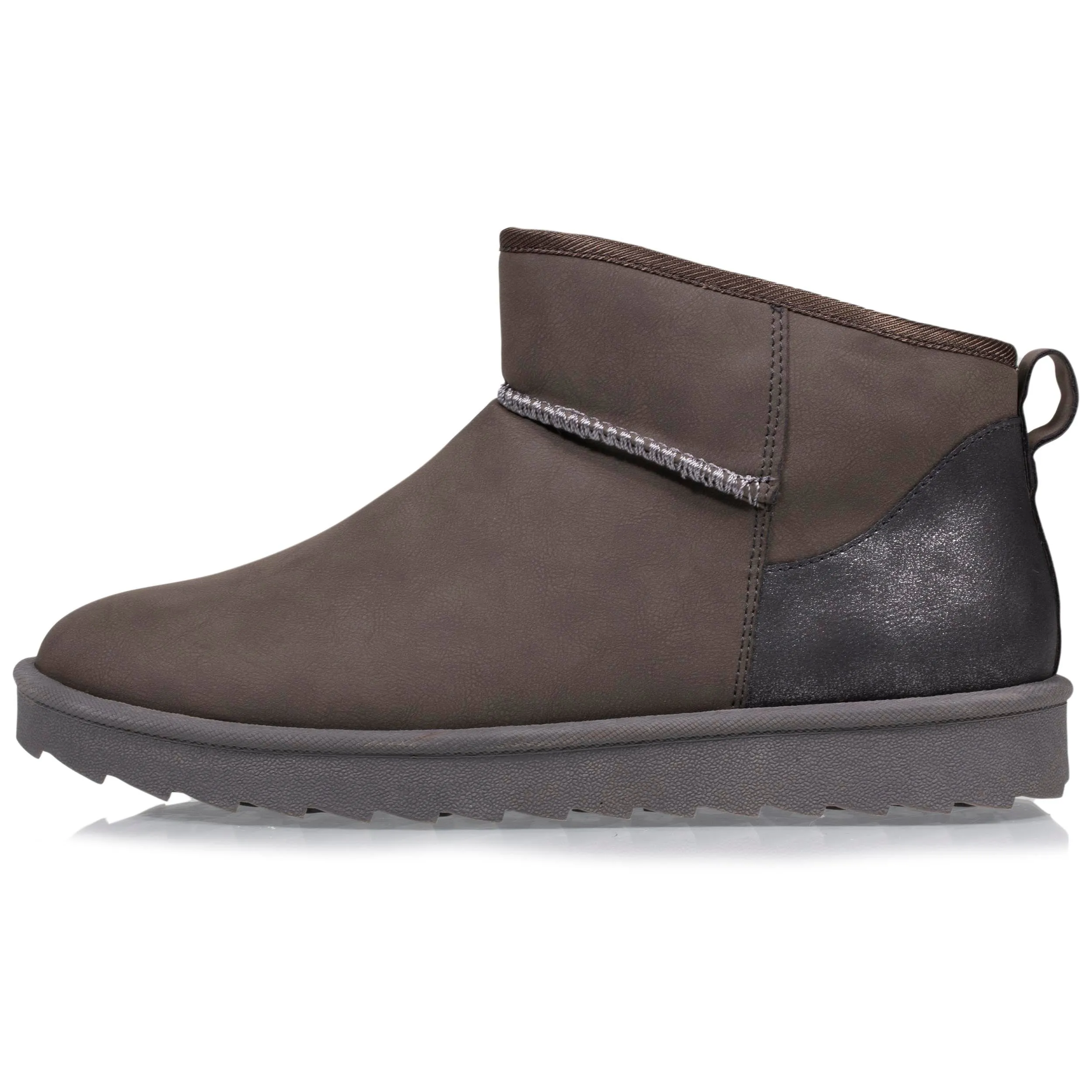 Bottines basses Femme imitation fourrure Gris