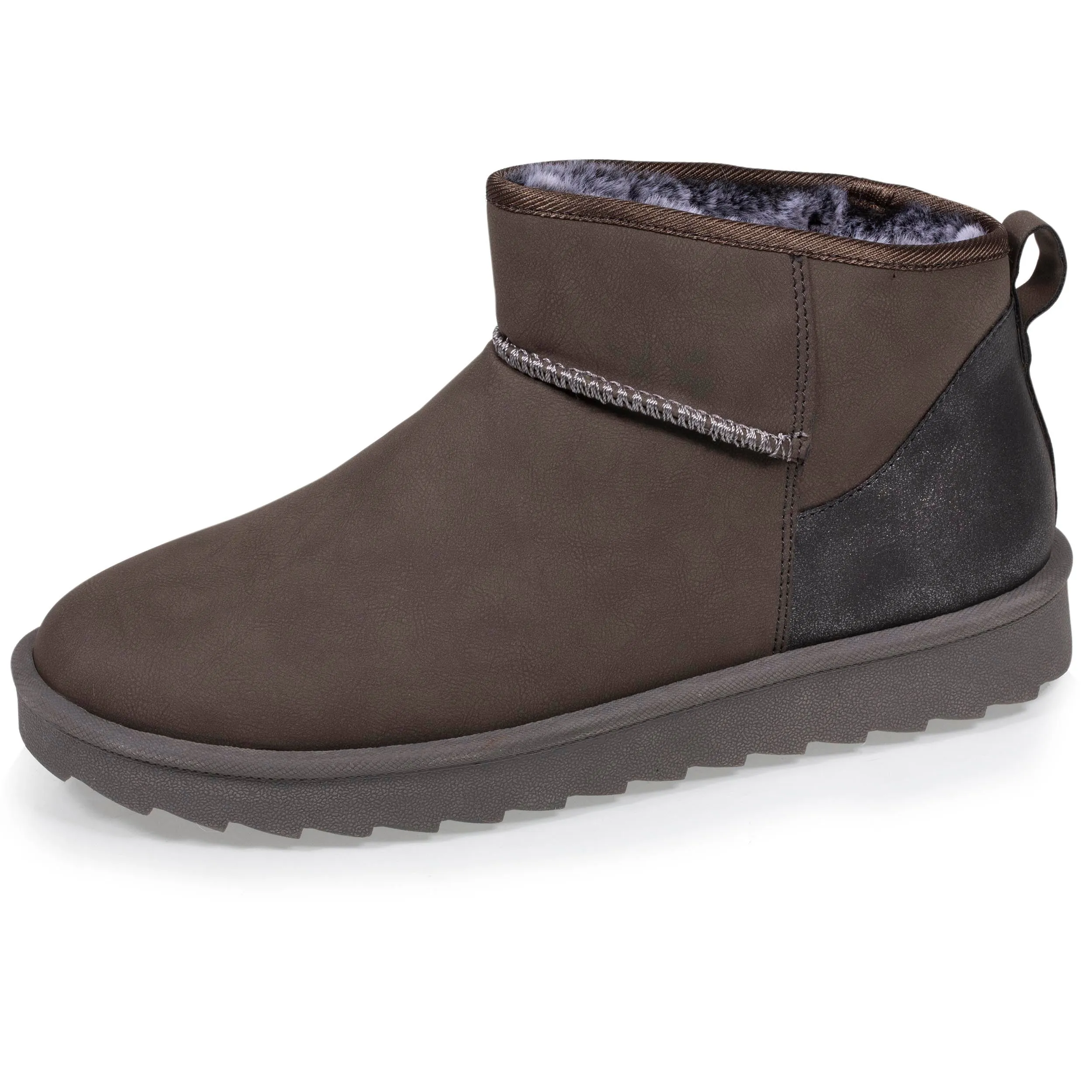 Bottines basses Femme imitation fourrure Gris