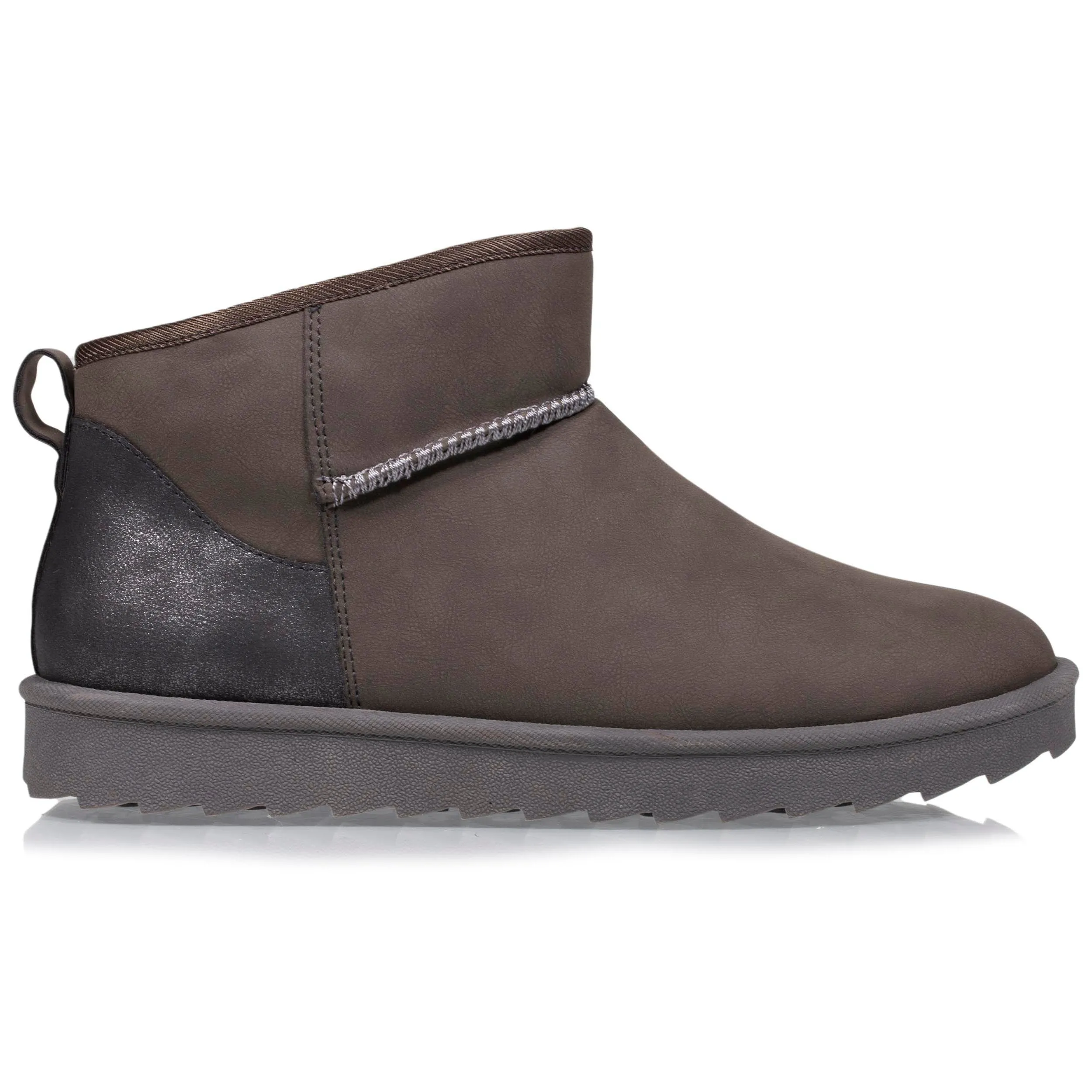 Bottines basses Femme imitation fourrure Gris