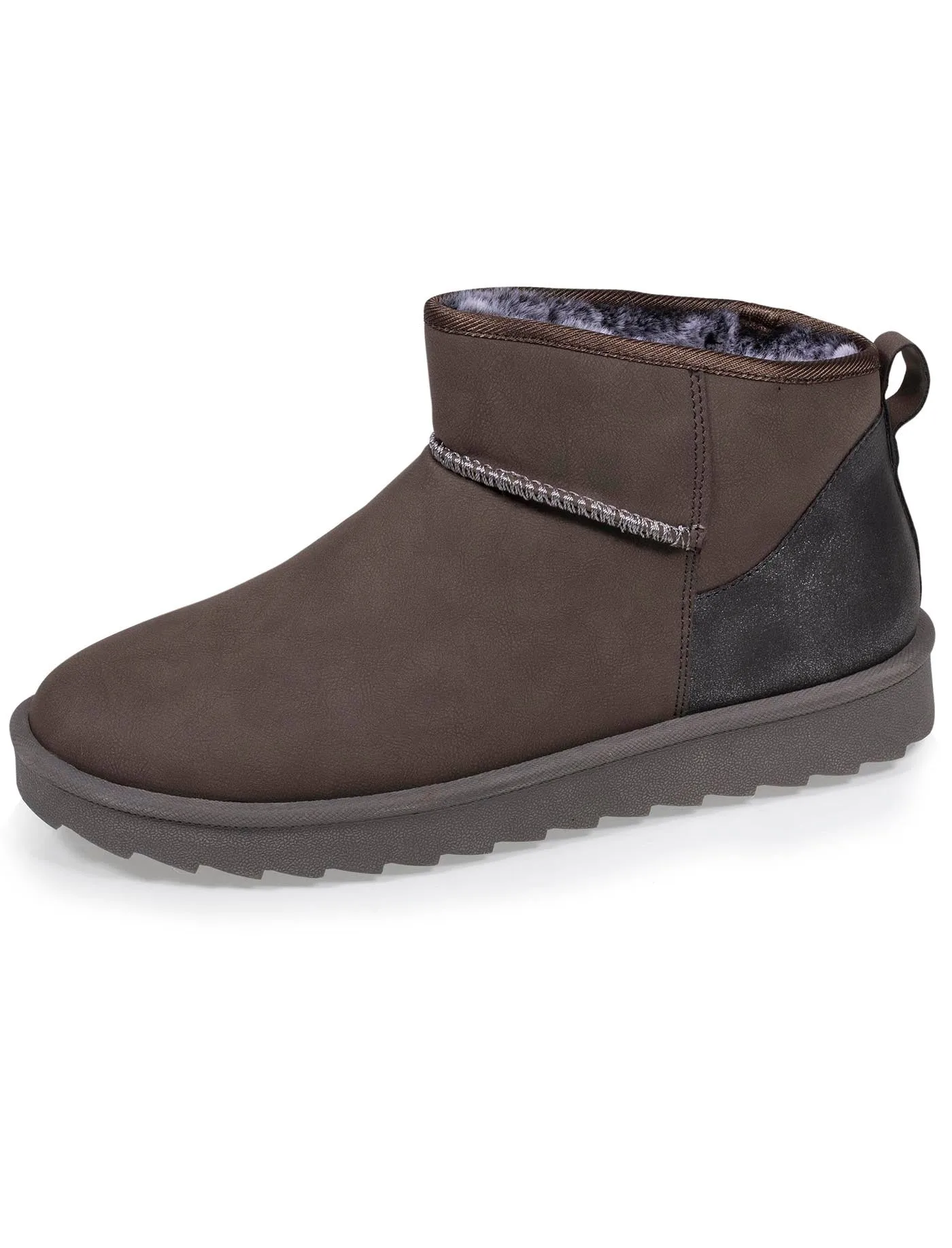 Bottines basses Femme imitation fourrure Gris