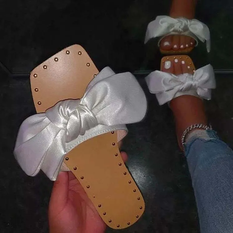 bow slippers flat sand sandals