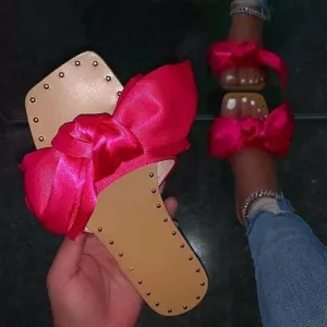 bow slippers flat sand sandals