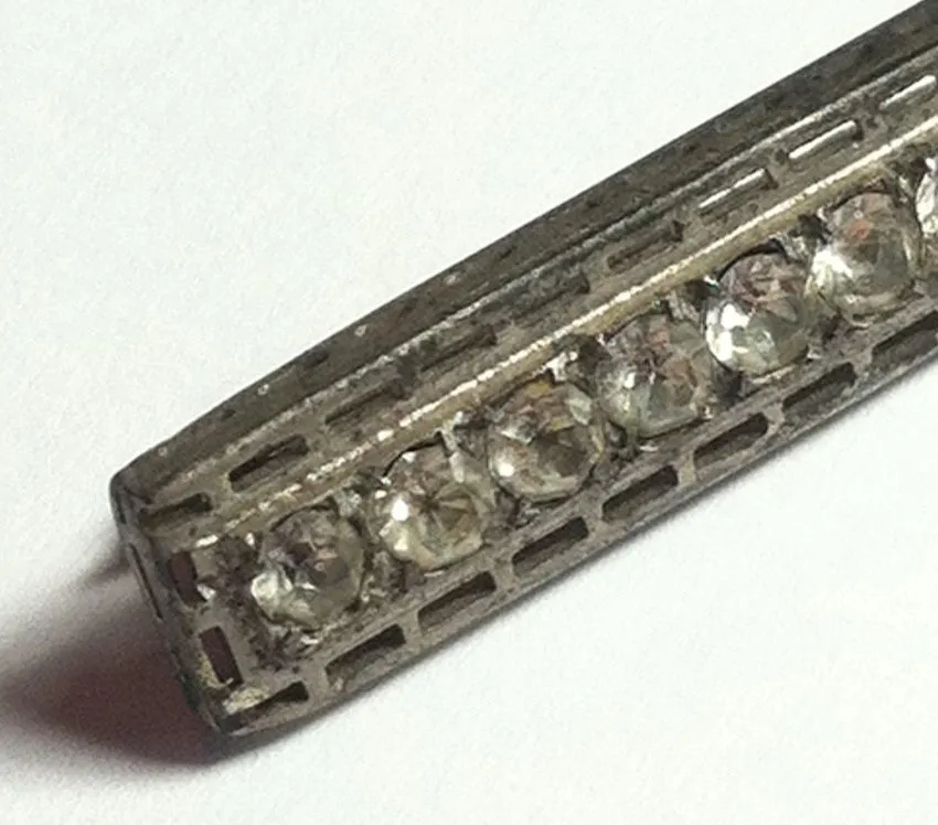 Brilliant Rhinestone Studded Bar Pin circa 1910s