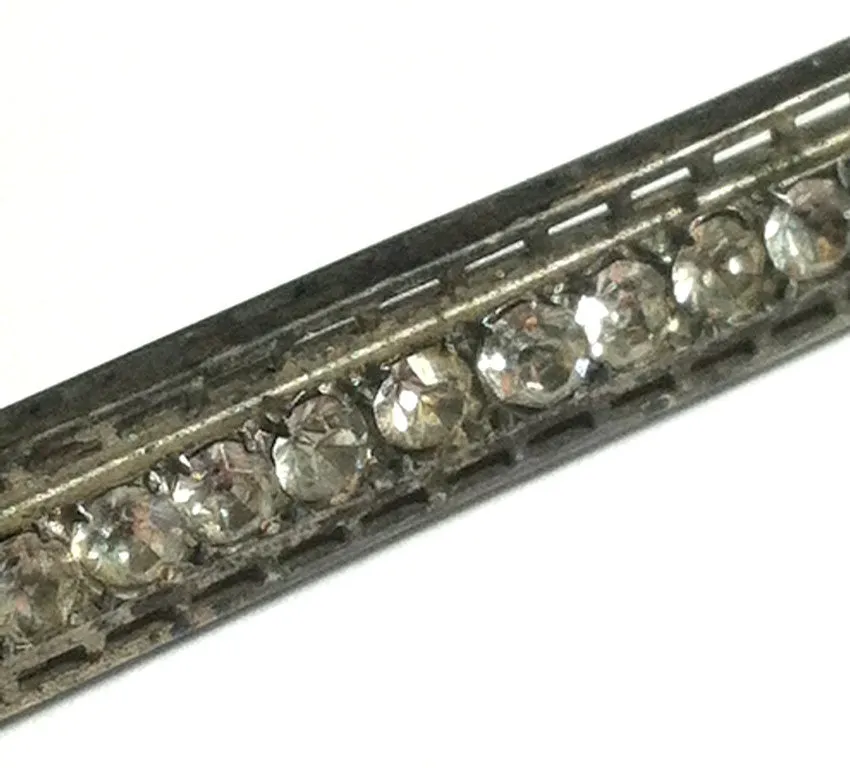 Brilliant Rhinestone Studded Bar Pin circa 1910s