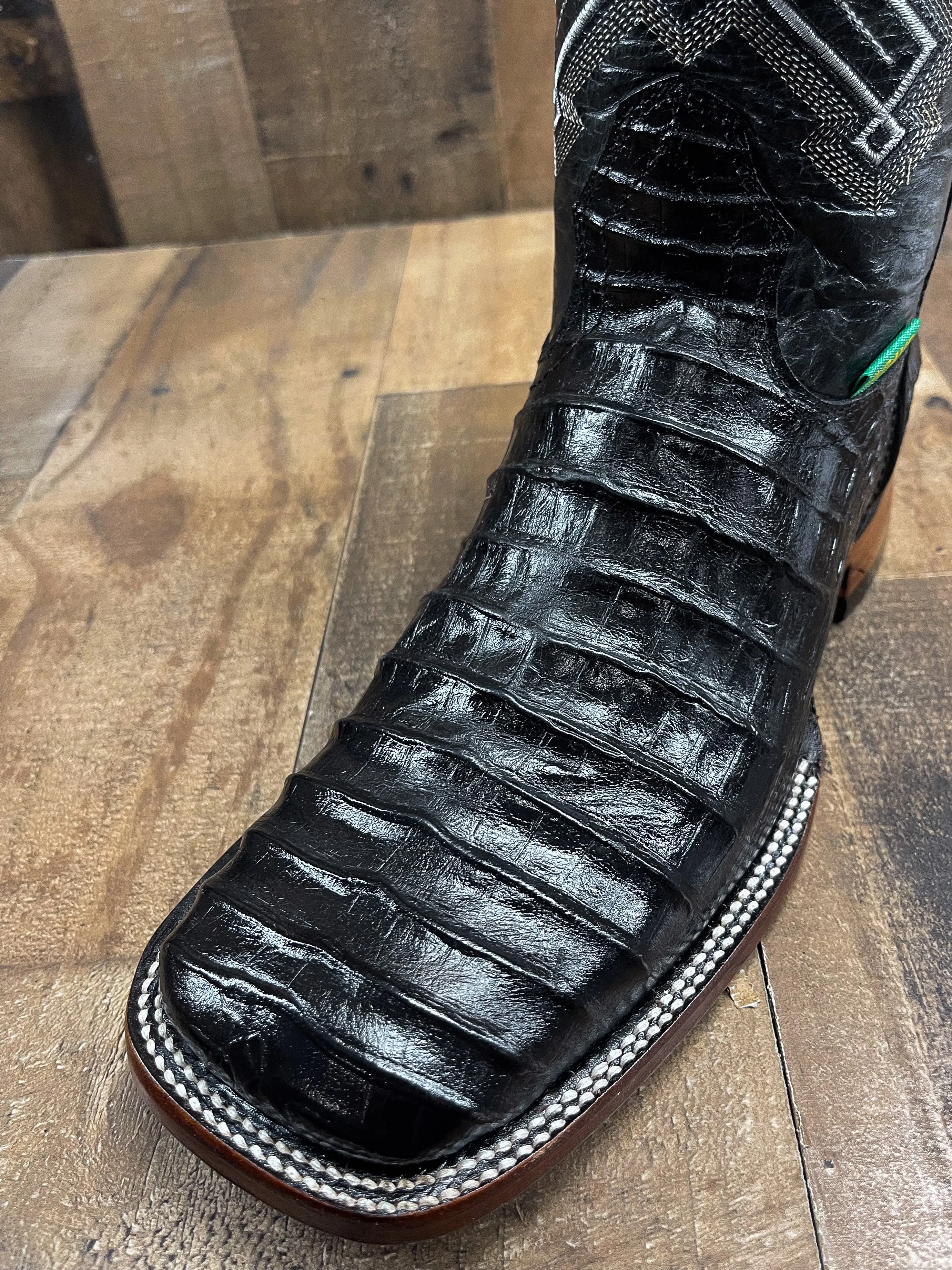 CAIMAN BLACK BELLY AB | MEN SQUARE TOE COWBOY BOOTS