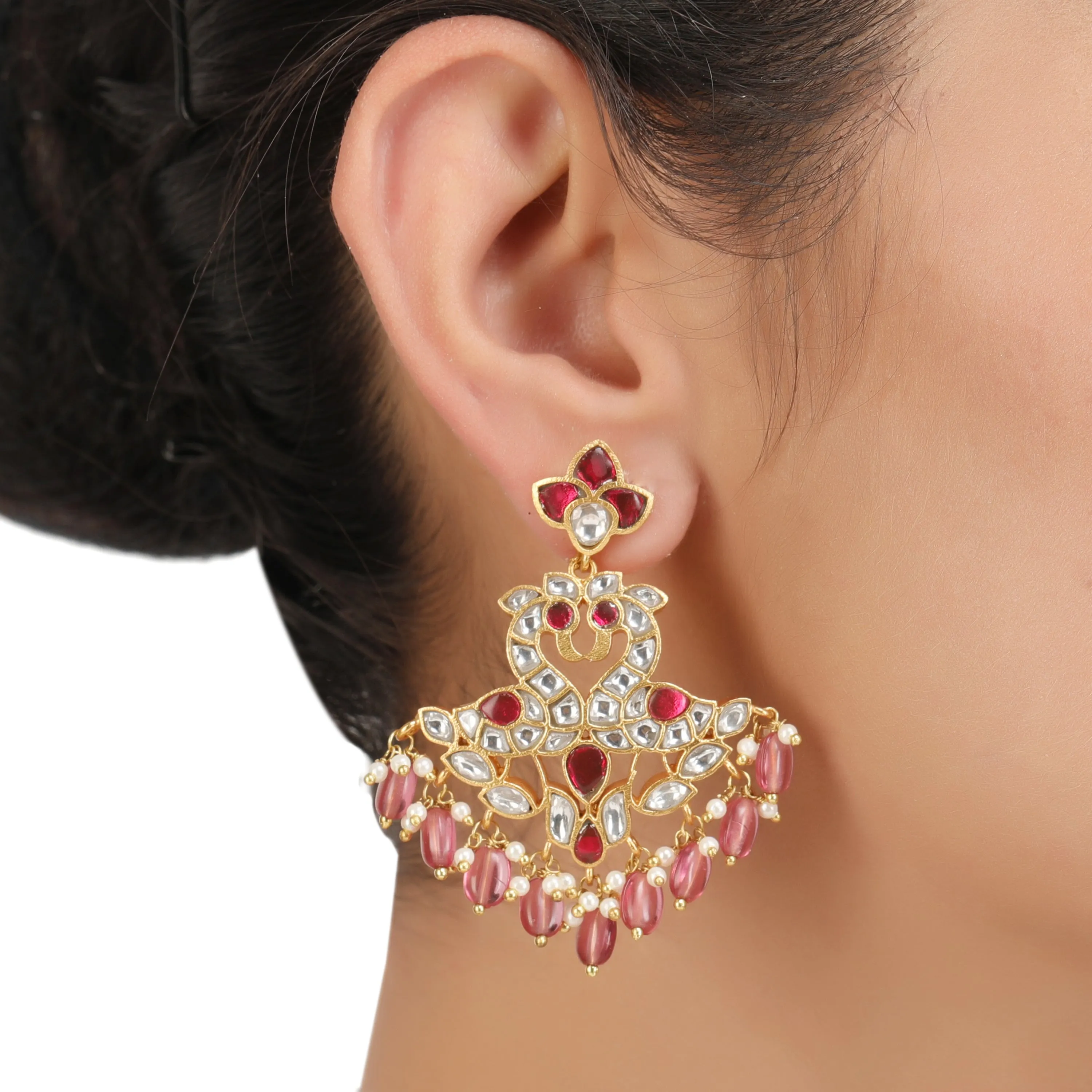 CHANDA KUNDAN PEACOCK EARRING