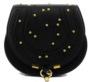 CHLOE SMALL MARCIE SADDLE BAG STUDDED BLACK