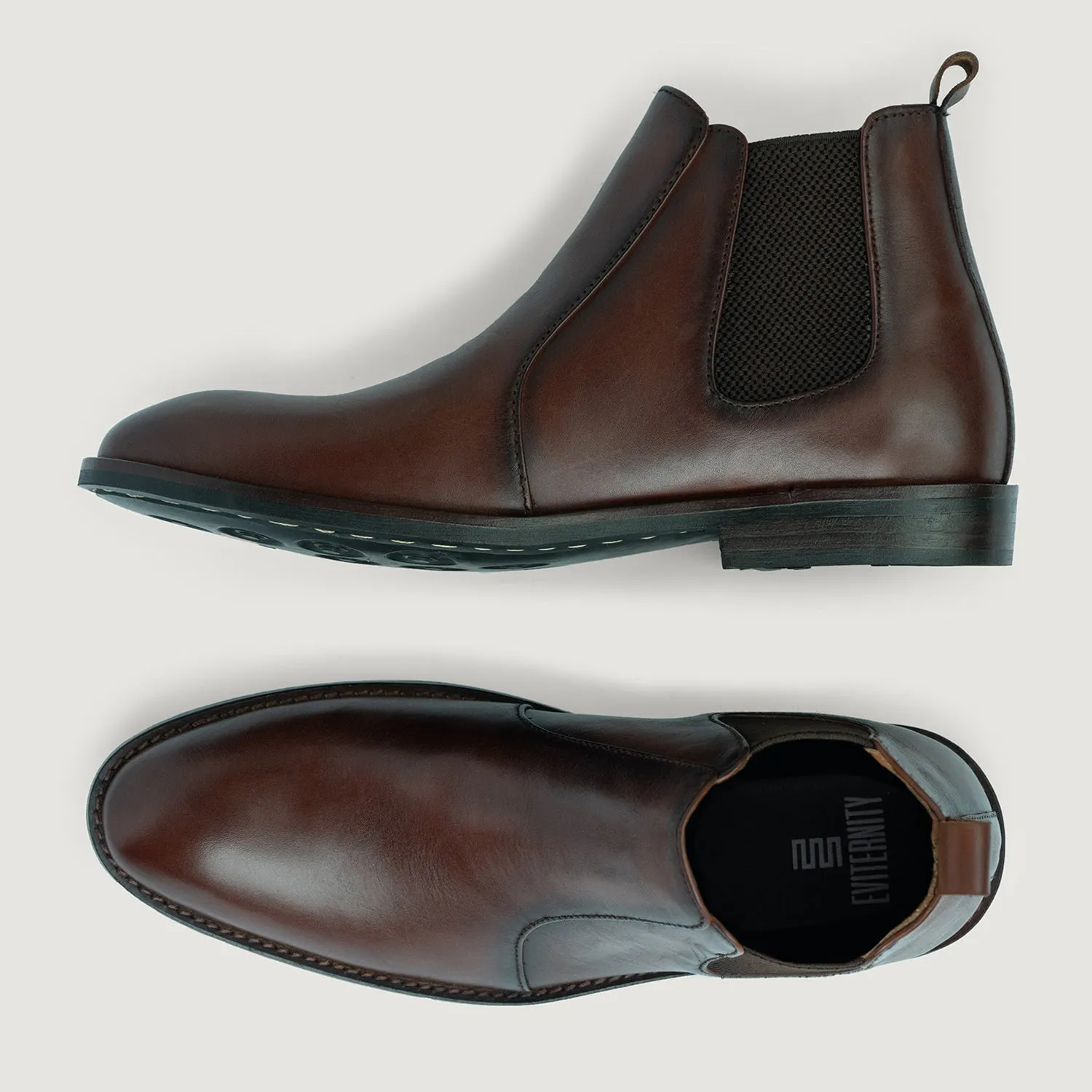 Clarkson Chelsea Brown Burnished Leather Boots - StudGuard