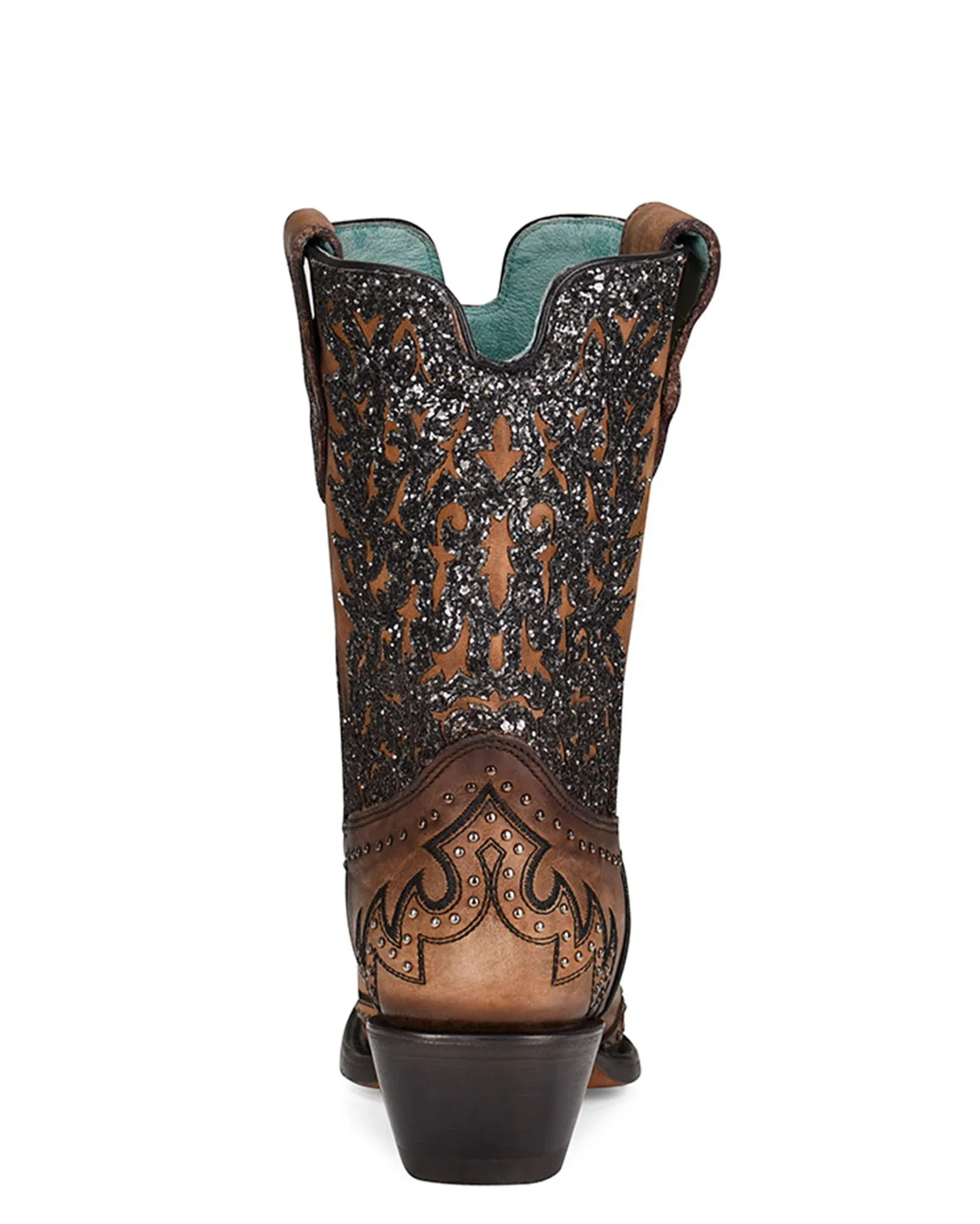 Corral Ladies Honey Overlay & Embroidery With Stud Snip Toe- C3837