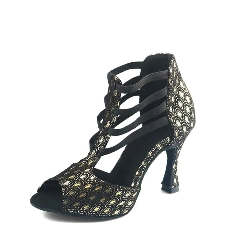 DS Women's Leatherette Customized Heel Salsa Dance Shoes Heels Dance Boots