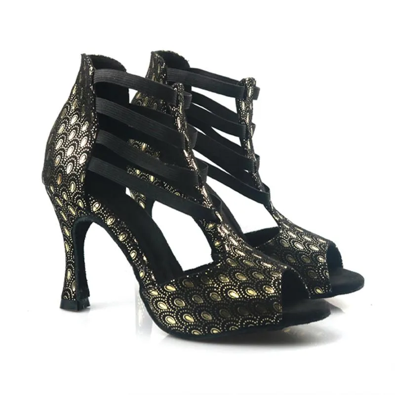 DS Women's Leatherette Customized Heel Salsa Dance Shoes Heels Dance Boots