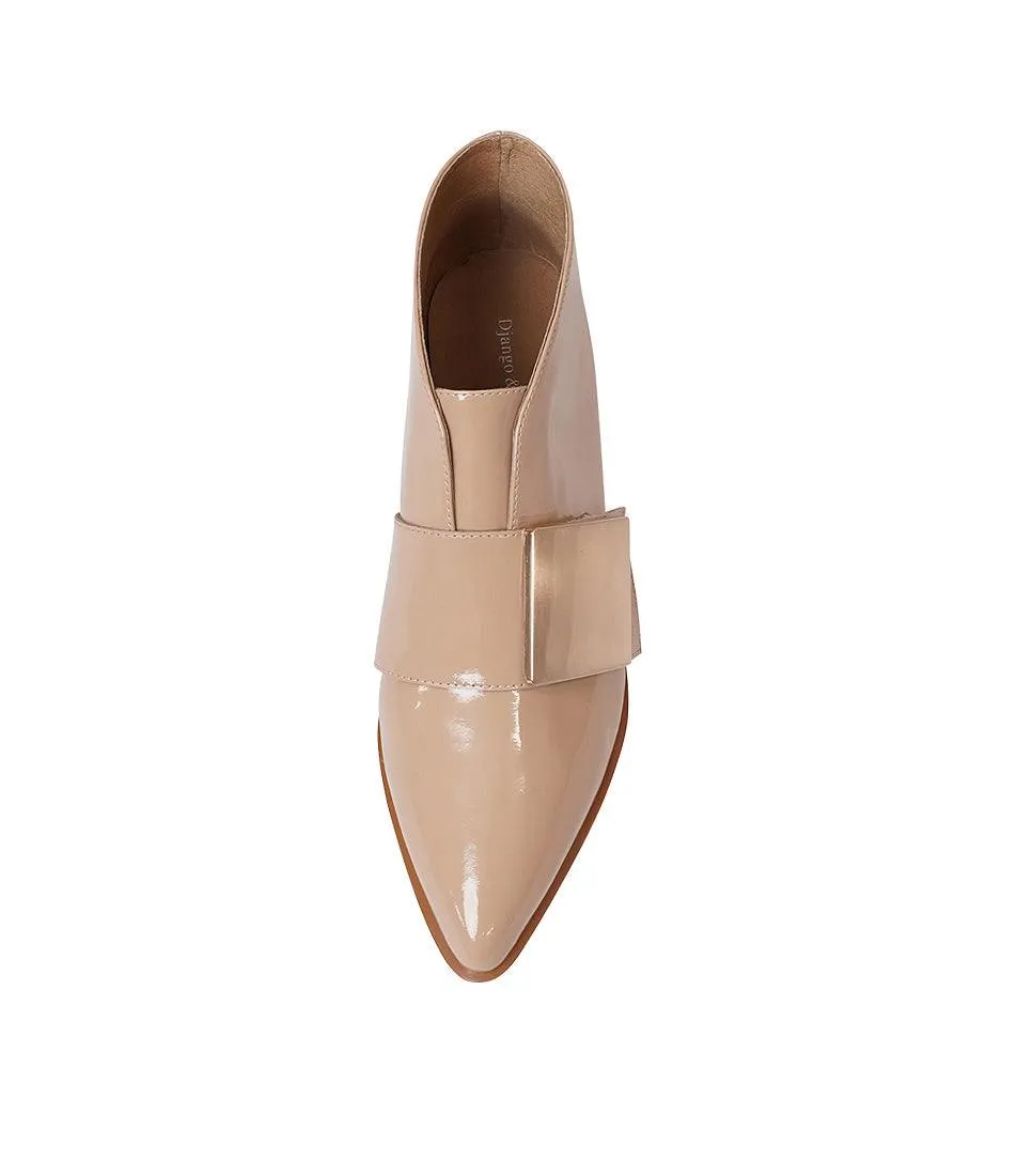 Essy Camel Patent Leather Ankle Boots